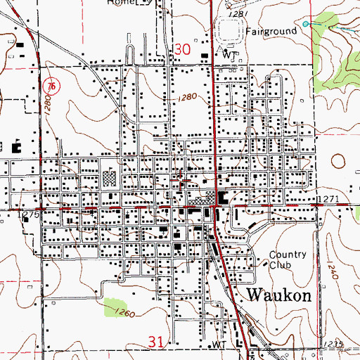 Topographic Map of Waukon Police Department, IA