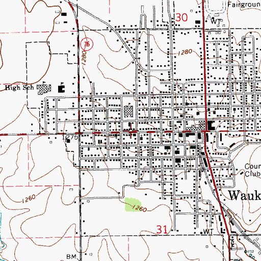 Topographic Map of Waukon Chiropractic Center, IA