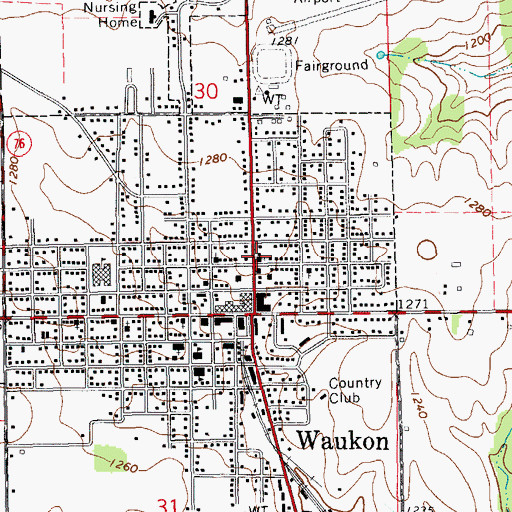 Topographic Map of First Baptist Church, IA