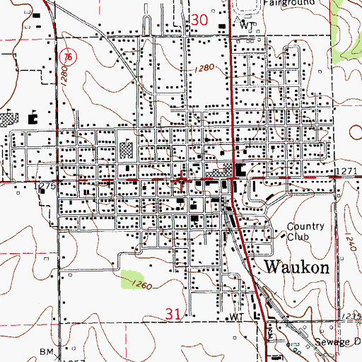 Topographic Map of First Presbyterian Church, IA