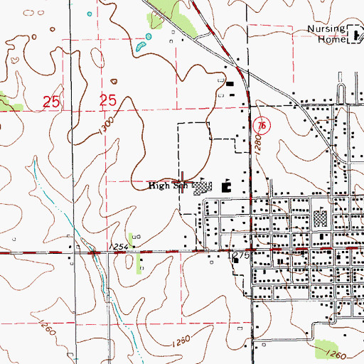 Topographic Map of Waukon High School, IA