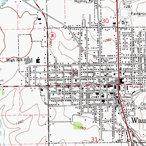 Topographic Map of East Elementary School, IA