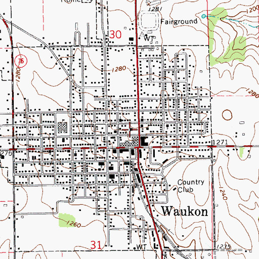 Topographic Map of Allamakee County Courthouse, IA