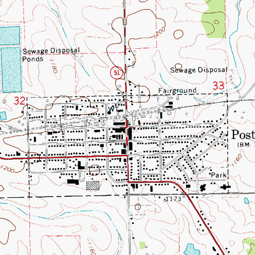 Topographic Map of Postville Police Department, IA