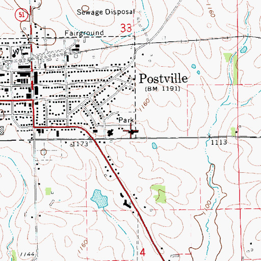 Topographic Map of Postville Good Samaritan Center, IA