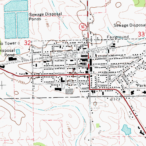 Topographic Map of Postville Public Library, IA