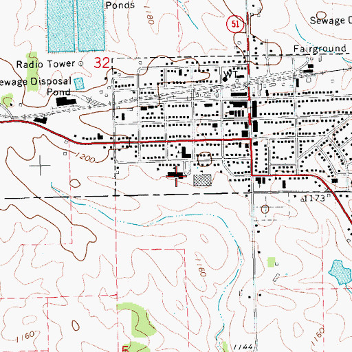 Topographic Map of John R Mott Middle School / High School, IA