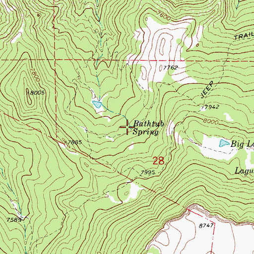 Topographic Map of Bathtub Spring, CO
