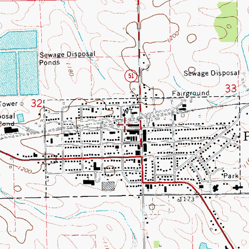 Topographic Map of Roberts Park, IA