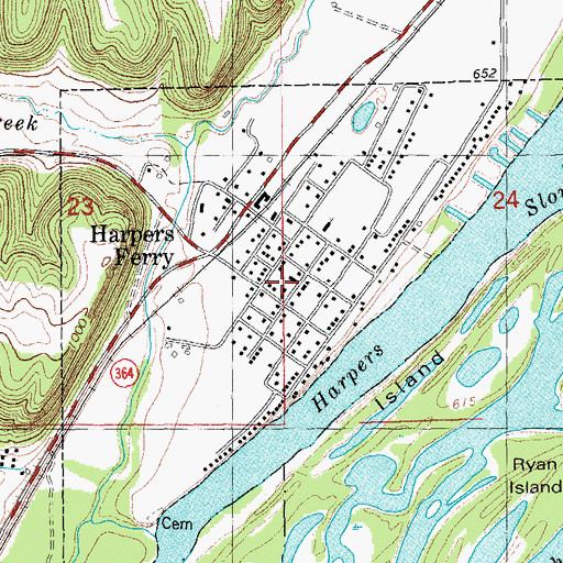 Topographic Map of Harpers Ferry City Library, IA