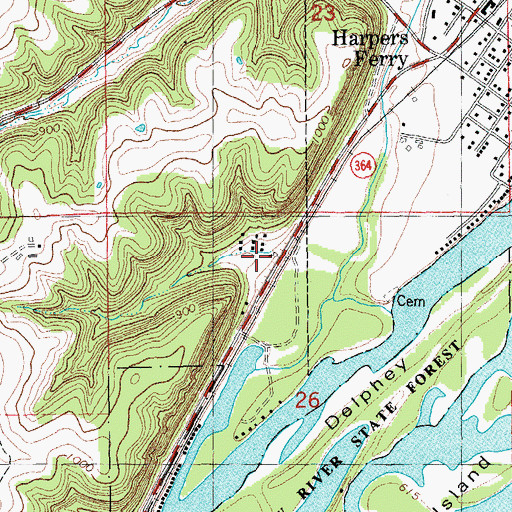 Topographic Map of Andy Mountain Campground, IA
