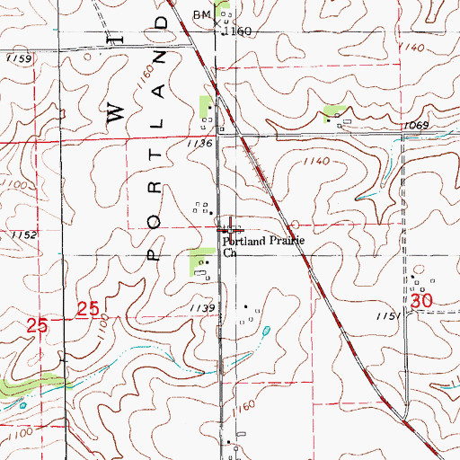 Topographic Map of Portland Prairie Cemetery, MN