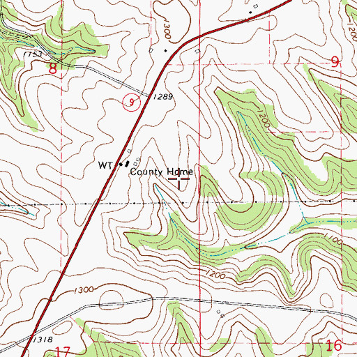 Topographic Map of County Care Facility Cemetery, IA