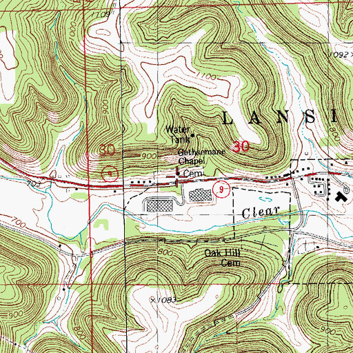 Topographic Map of Gethsemane Cemetery, IA