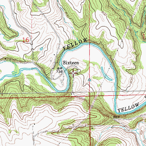Topographic Map of Sixteen Cemetery, IA