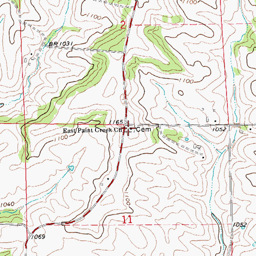 Topographic Map of East Paint Creek Synod Cemetery, IA