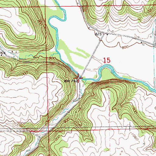 Topographic Map of Red Bridge, IA