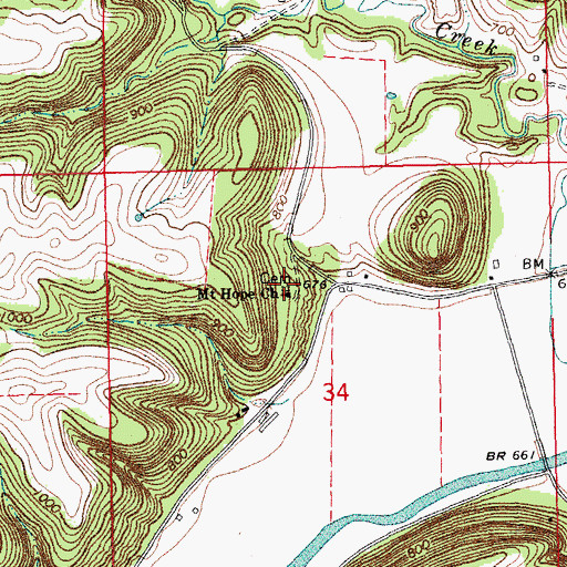 Topographic Map of Mount Hope Cemetery, IA