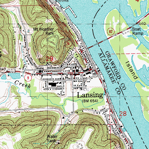 Topographic Map of Lansing Post Office, IA