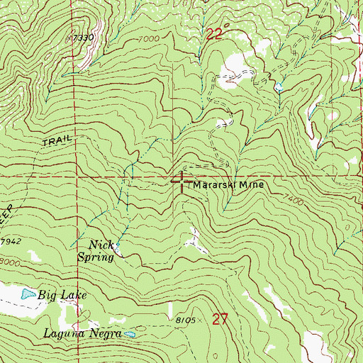 Topographic Map of Mararski Mine, CO