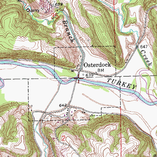 Topographic Map of Osterdock Bridge Access, IA