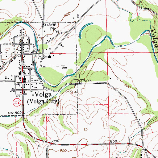 Topographic Map of Volga City Park, IA