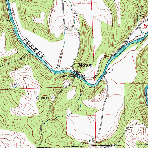 Topographic Map of Motor Mill Access, IA