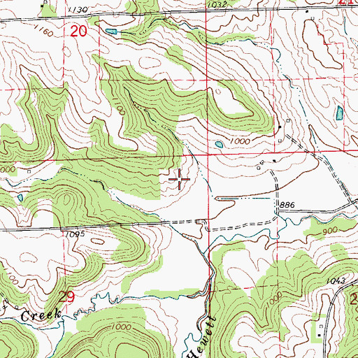Topographic Map of Hewitt-Ensign Creek Wildlife Management Area, IA
