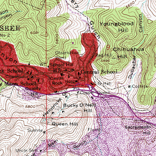 Topographic Map of Brewery Gulch, AZ