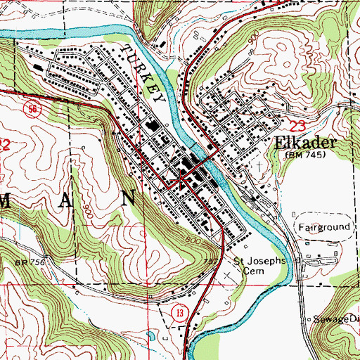 Topographic Map of Ardell Kader City Park, IA