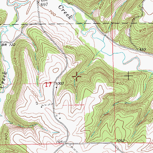 Topographic Map of Sny Magill North Cedar Creek Wildlife Management Area, IA