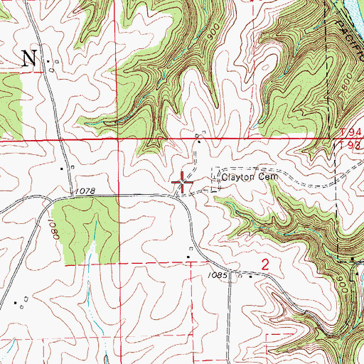 Topographic Map of Great River Road Trail, IA