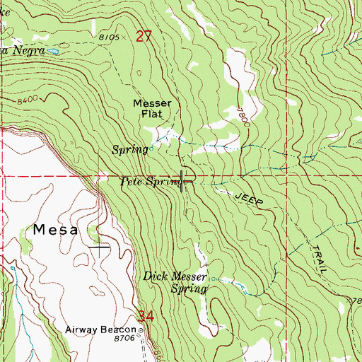 Topographic Map of Pete Spring, CO