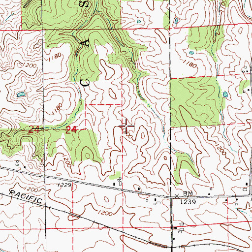 Topographic Map of Sylvan Post Office (historical), IA