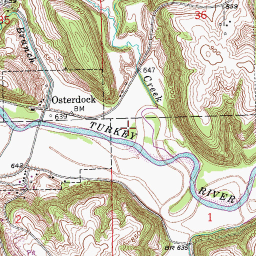 Topographic Map of Pecks Ferry Post Office (historical), IA