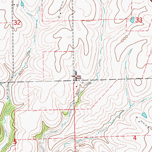 Topographic Map of Panther Creek Post Office (historical), IA