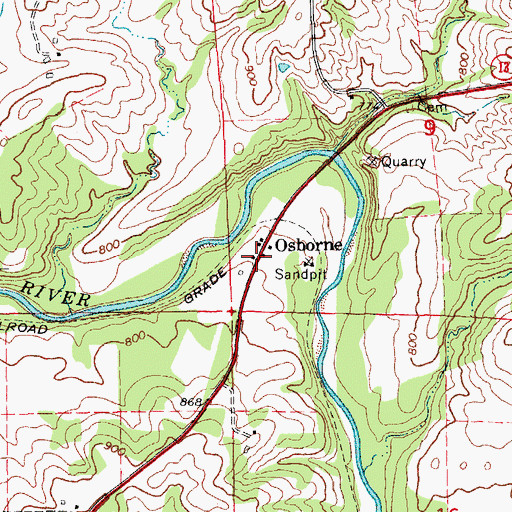 Topographic Map of Osborne Post Office (historical), IA