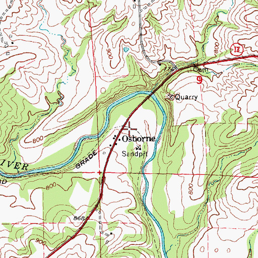 Topographic Map of Osborne (historical), IA
