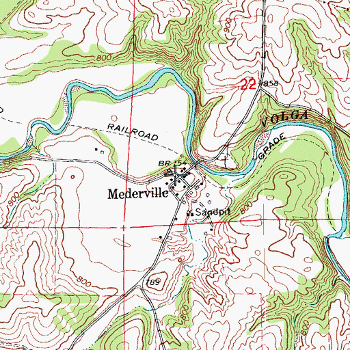 Topographic Map of Mederville Post Office (historical), IA
