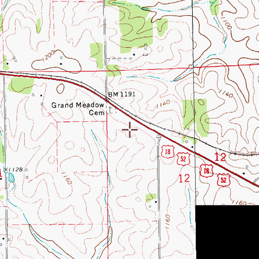 Topographic Map of Grand Meadow Post Office (historical), IA