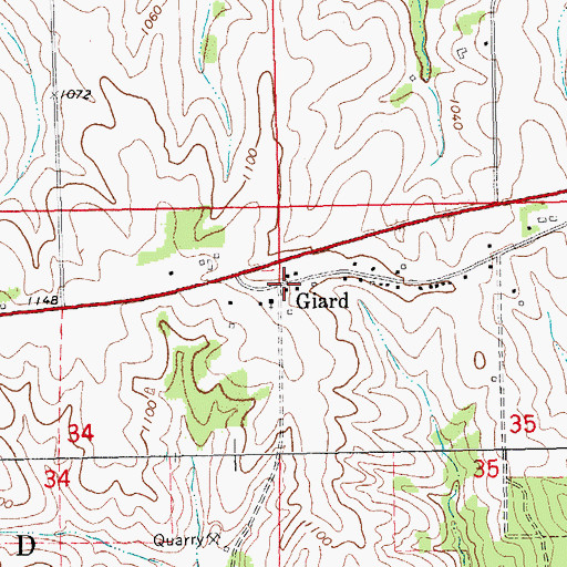 Topographic Map of Giard Post Office (historical), IA