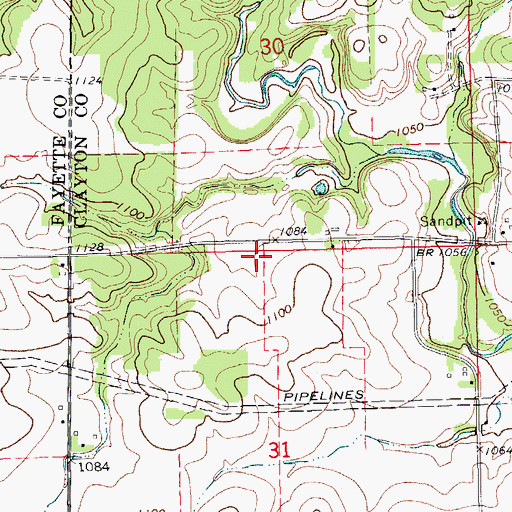 Topographic Map of Cass Post Office (historical), IA