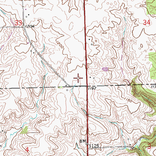 Topographic Map of Anderson Post Office (historical), IA