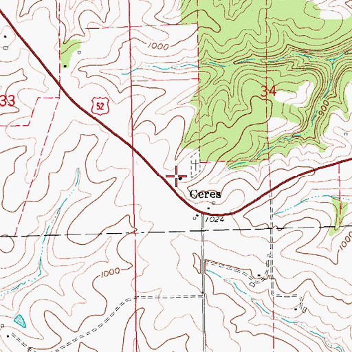 Topographic Map of Ceres Church, IA