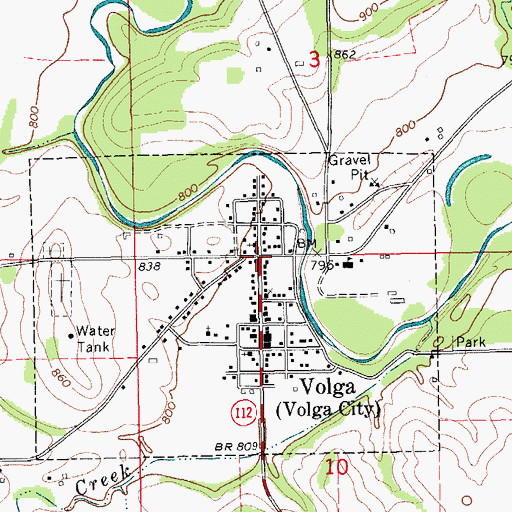 Topographic Map of Old Volga City Opera House, IA
