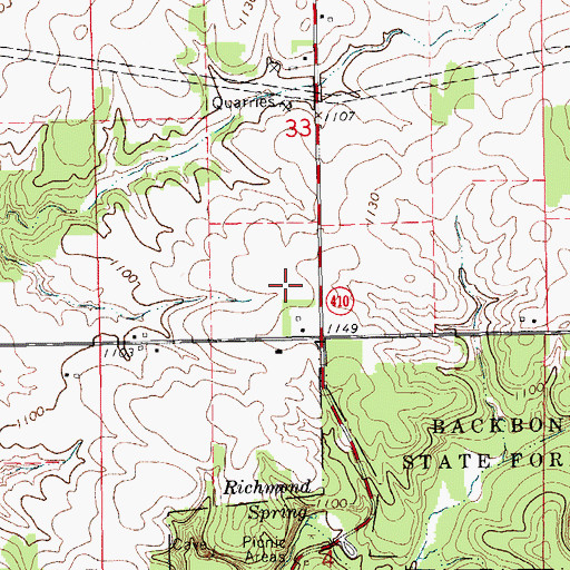 Topographic Map of Backbone Golf and Country Club, IA