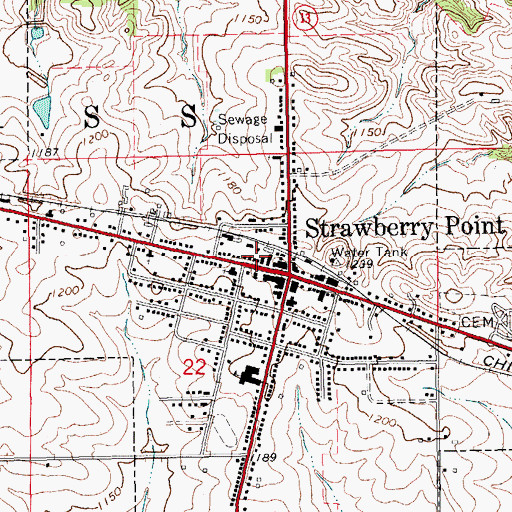 Topographic Map of Old Mission Road Historical Marker, IA