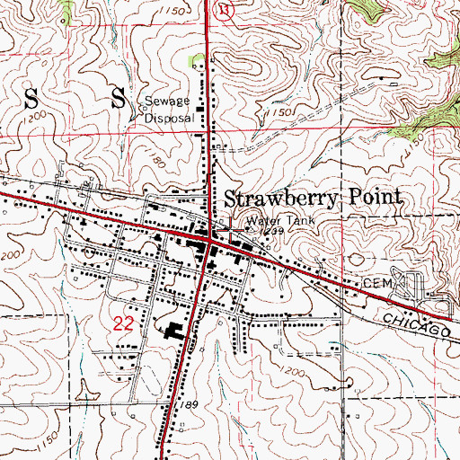 Topographic Map of Strawberry Point Medical Center, IA