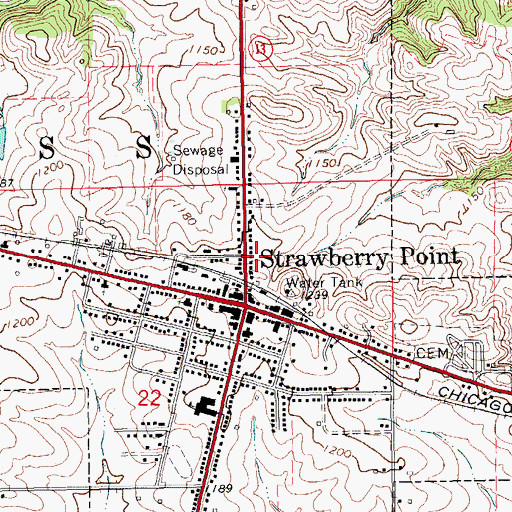 Topographic Map of Strawberry Point Chiropractic Clinic, IA