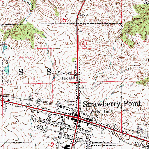 Topographic Map of Strawberry Point Lutheran Home, IA
